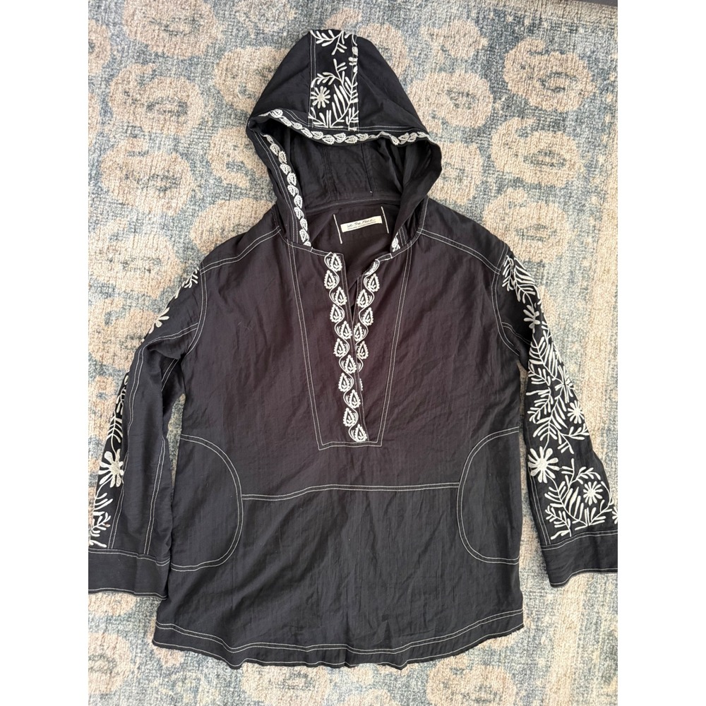 Free People Lagos Embroidered Hoodie Black XL Excellent Condition